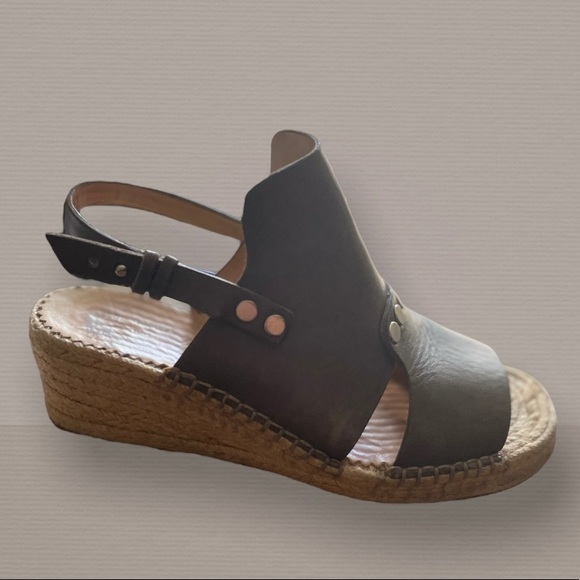 RAG & BONE Sayre Taupe Leather Slingback Peep Toe Espadrille// US 6 - Picture 4 of 8